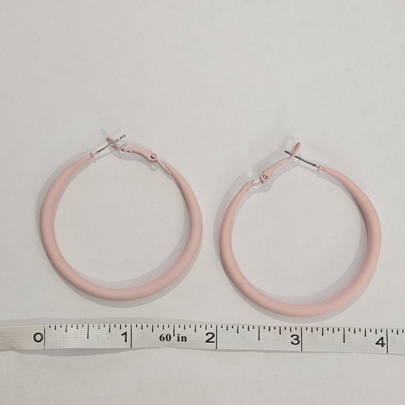 NEW Pink Hoop Earrings 70s Preppy Coquette Girl Girlhoodcore Retro Summer Party - Picture 4 of 4